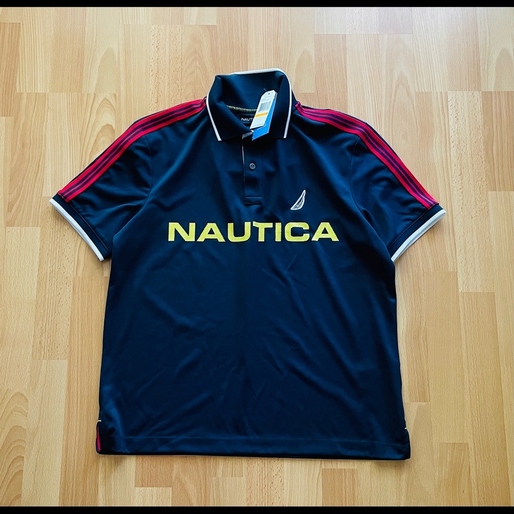 Nautica navy polo breathable material new